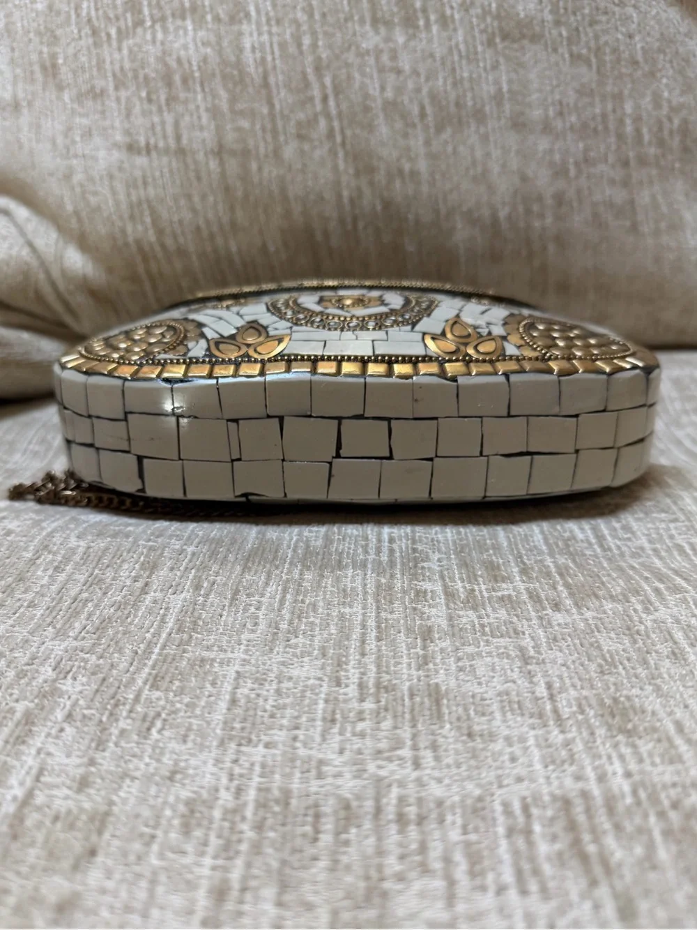 Antik Kraft Chic Gold and White Mosaic Clutch NWT